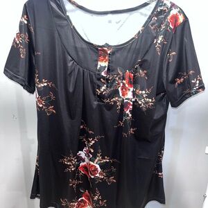 Floral Black Women's Top